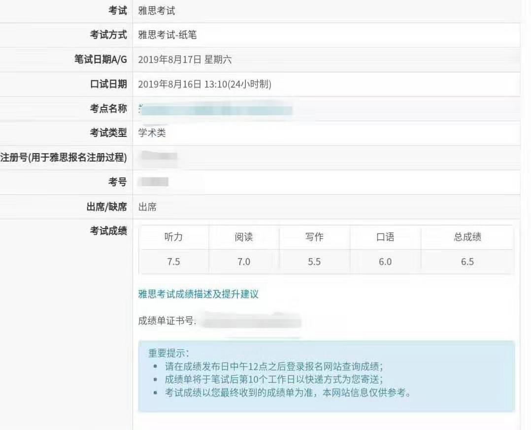 学员6:雅思6.5分